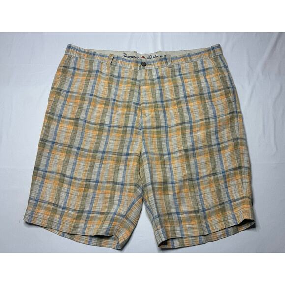 Tommy Bahama Men's Blue Orange Linen Chino Shorts - Size 41x10 *READ* - Picture 1 of 7